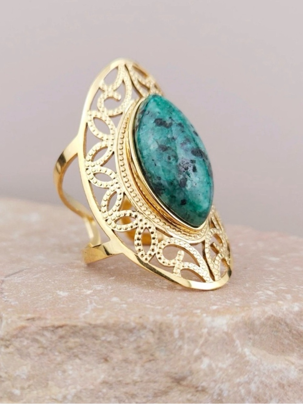 NEW! Gold and Green Statement Ring